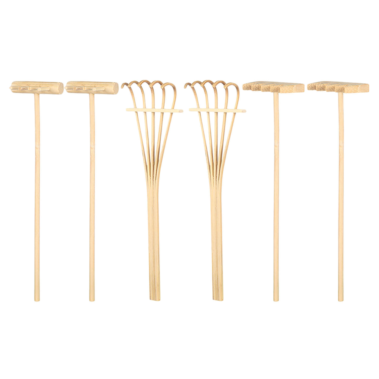 Gardening Tools Rake - 6個入りミニ砂すくいセット 竹製デスクトップ砂場アクセサリー クリエイティブな砂絵用禅ガーデンツール リラクゼーション用