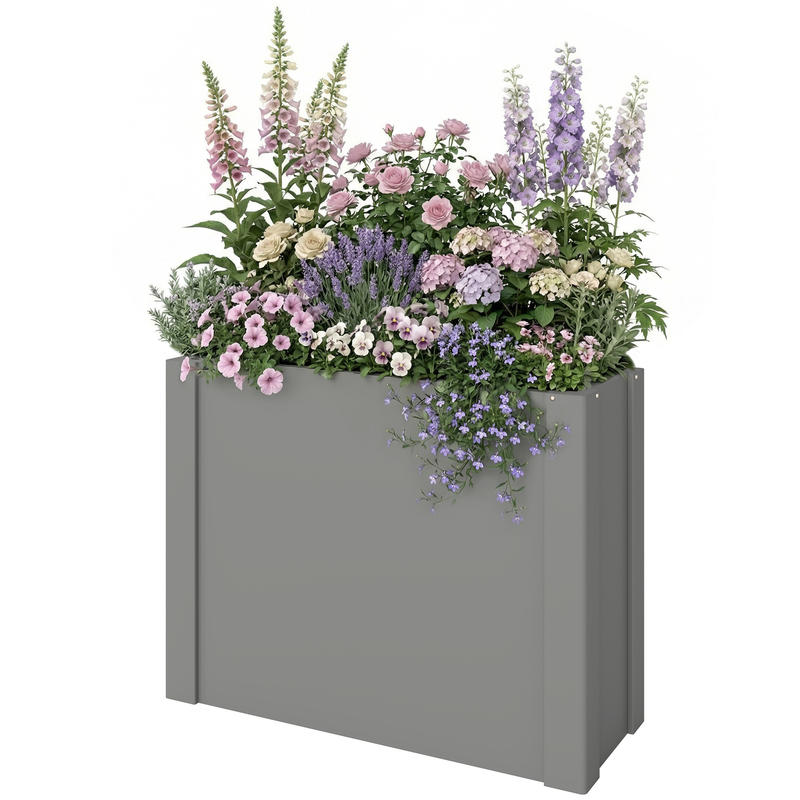 Raised Bed Planter Box - Outsunny 鉄製プランターボックス 屋外用ガーデニングベッド 野菜、花、ハーブ栽培用 グローブ付き 2.6