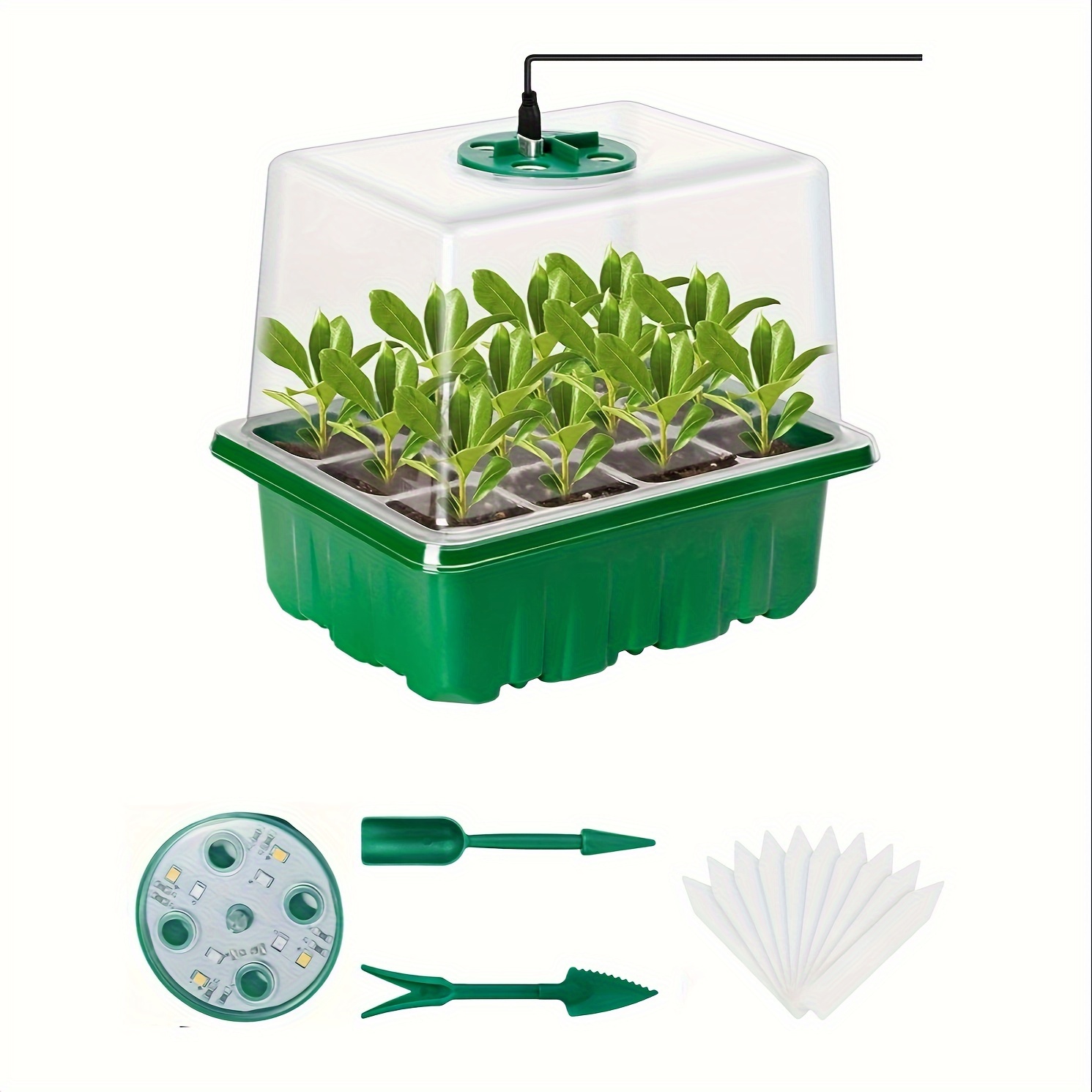 Led Grow Light - 苗育成キット - 1/2/3セット、8個のLED育成ライト、明るさ調整可能、フルスペクトラム、湿度制御ドーム、特別設計