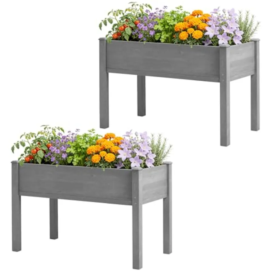 Raised Bed Planter Box - 脚付きの高床式プランター、サイズ：48×24×30、素材：シダー材