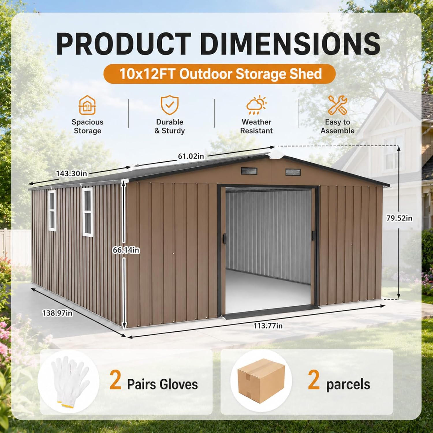 金属製物置 10x12フィート 屋外裏庭パティオガーデンツー - Gardening Tools Of のレビューと価格