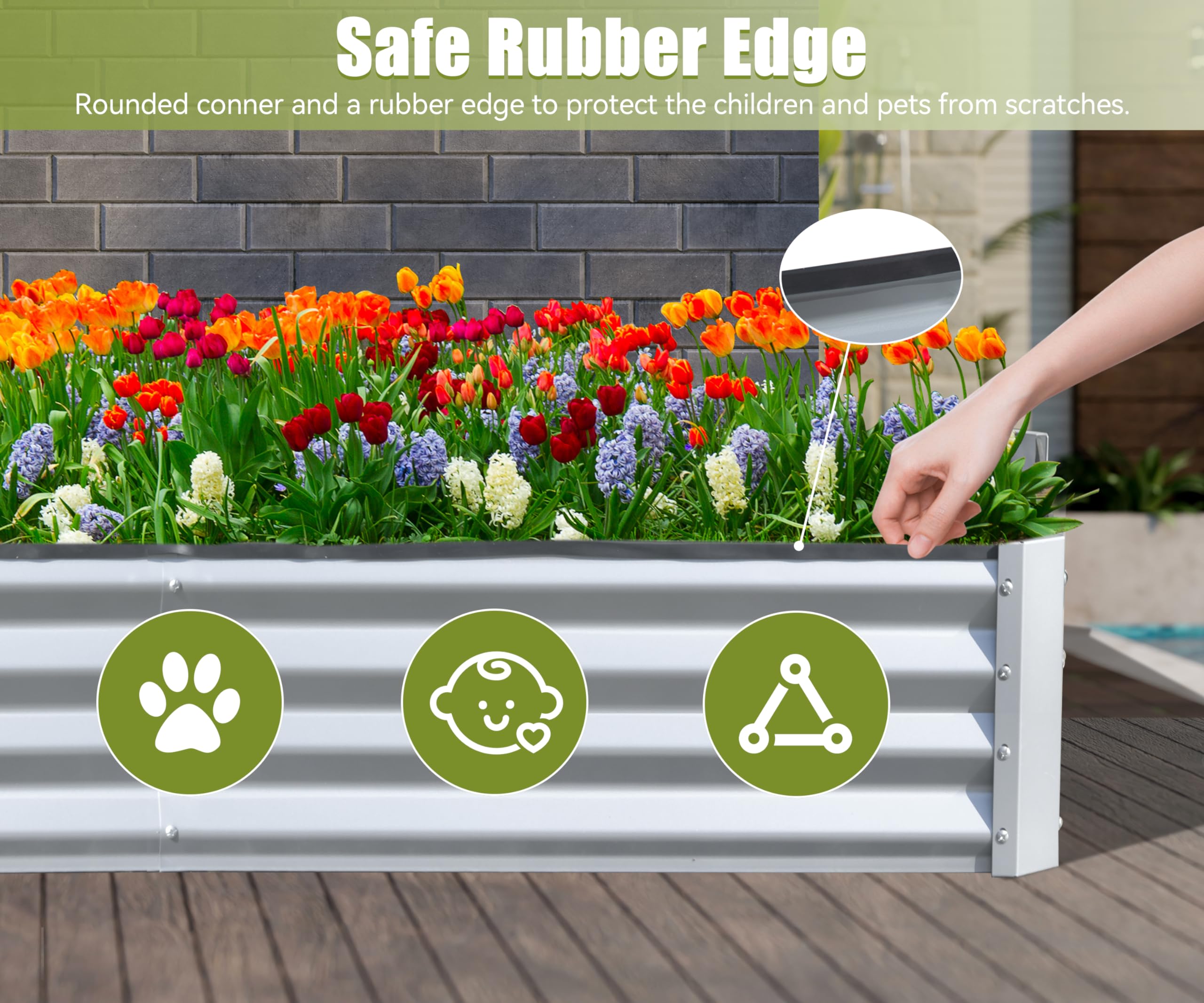 6x3x1フィートの亜鉛メッキ仕上げの高床式菜園、屋外プラン - Raised Bed Planter Box のレビューと価格