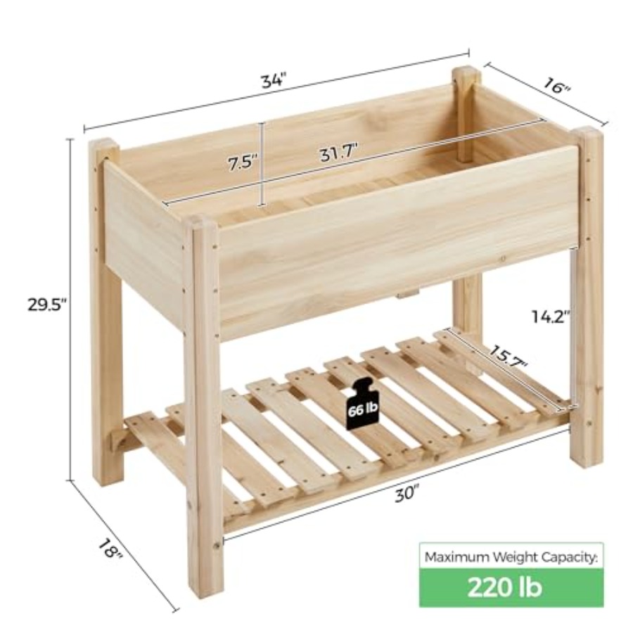 高さ34インチのプランターボックス（脚付き）、木製、2個入り - Raised Bed Planter Box のレビューと価格