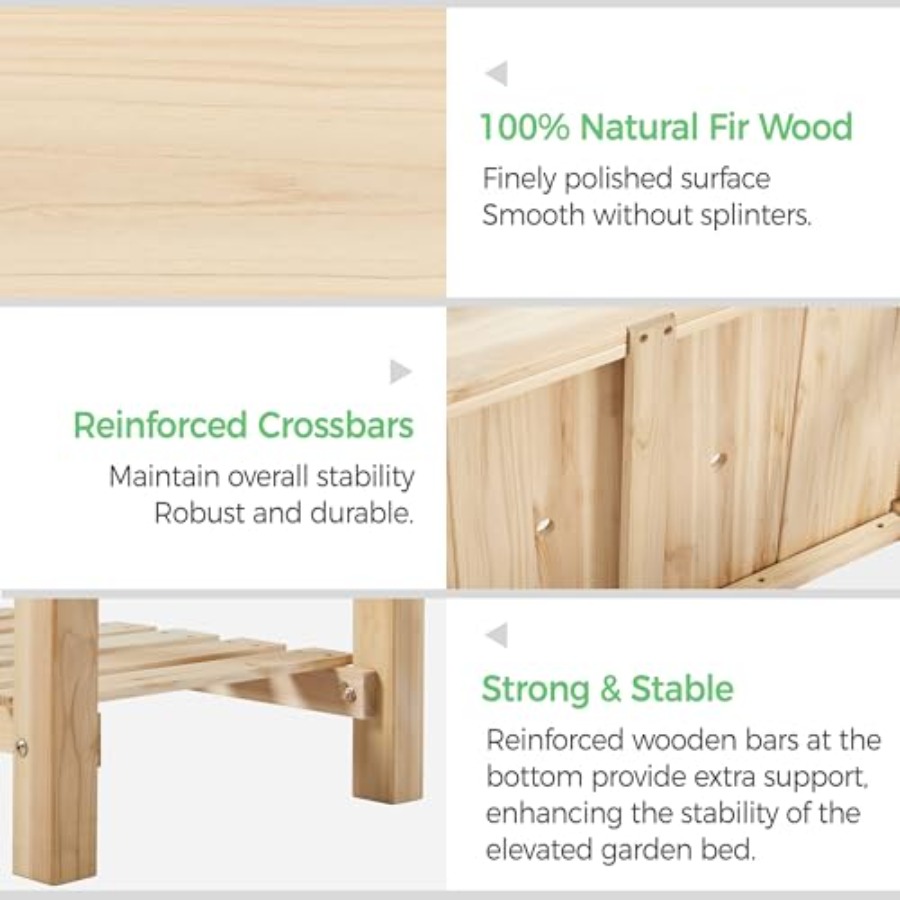 高さ34インチのプランターボックス（脚付き）、木製、2個入り - Raised Bed Planter Box のレビューと価格