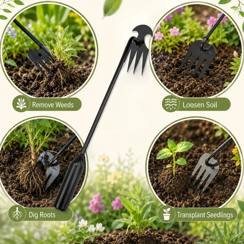 2in1ガーデンレーキ手動種子草根除去ツールプーラーシャベル - Gardening Tools Rake のレビューと価格