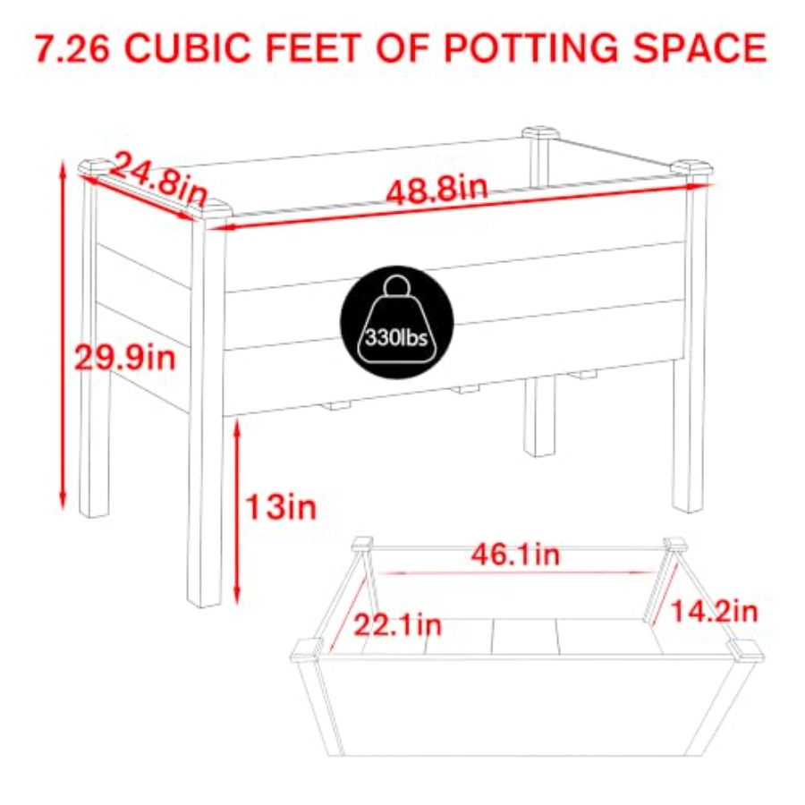 幅1.2m×奥行き0.4mの杉材製プランターボックス（高さ調 - Raised Bed Planter Box のレビューと価格