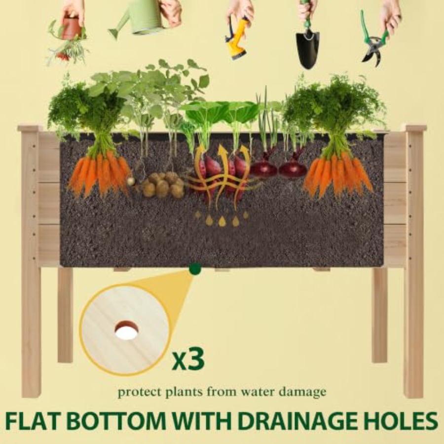 幅1.2m×奥行き0.4mの杉材製プランターボックス（高さ調 - Raised Bed Planter Box のレビューと価格