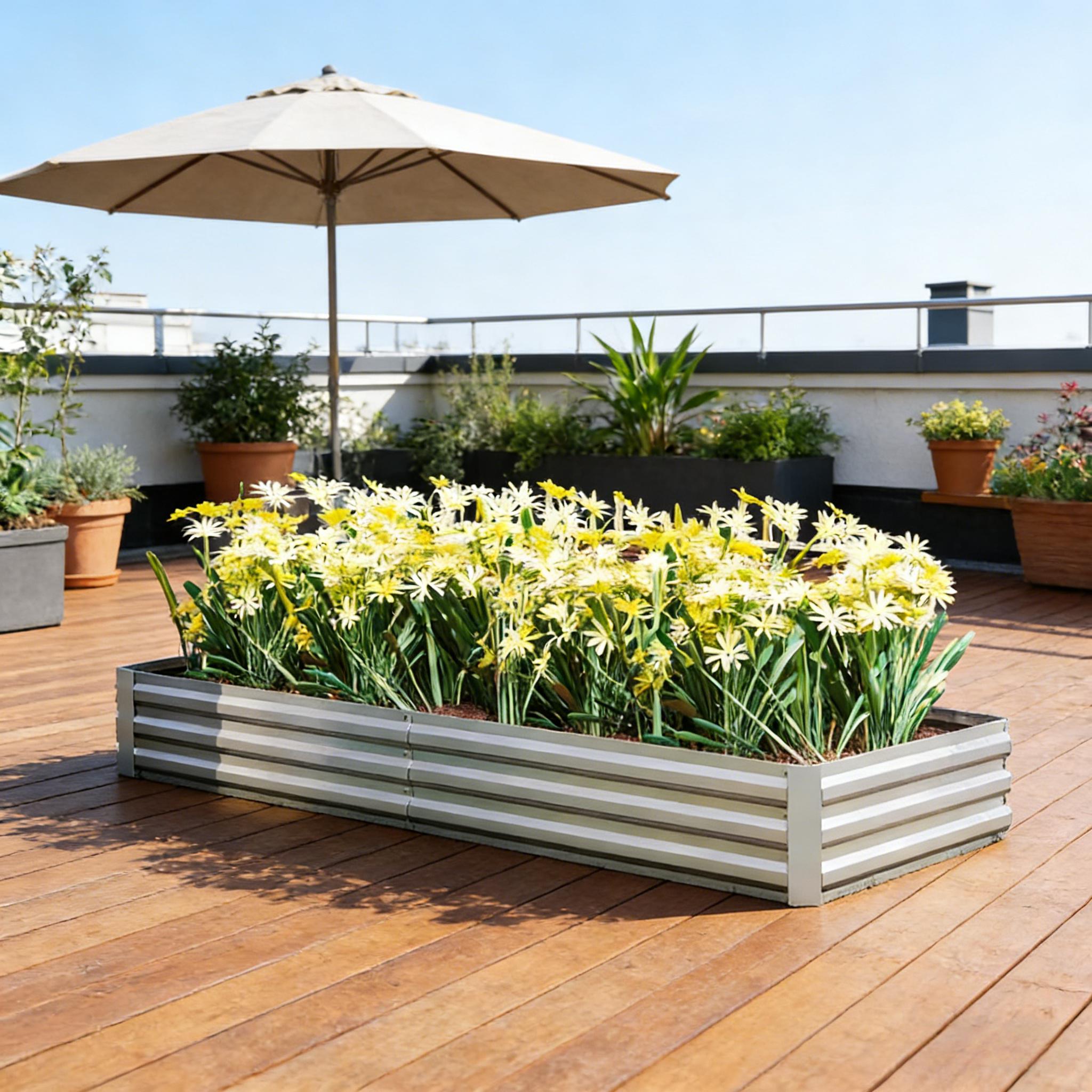フラワーボックス、プランターボックス、ガーデンベッド、金属製 - Raised Bed Planter Box のレビューと価格
