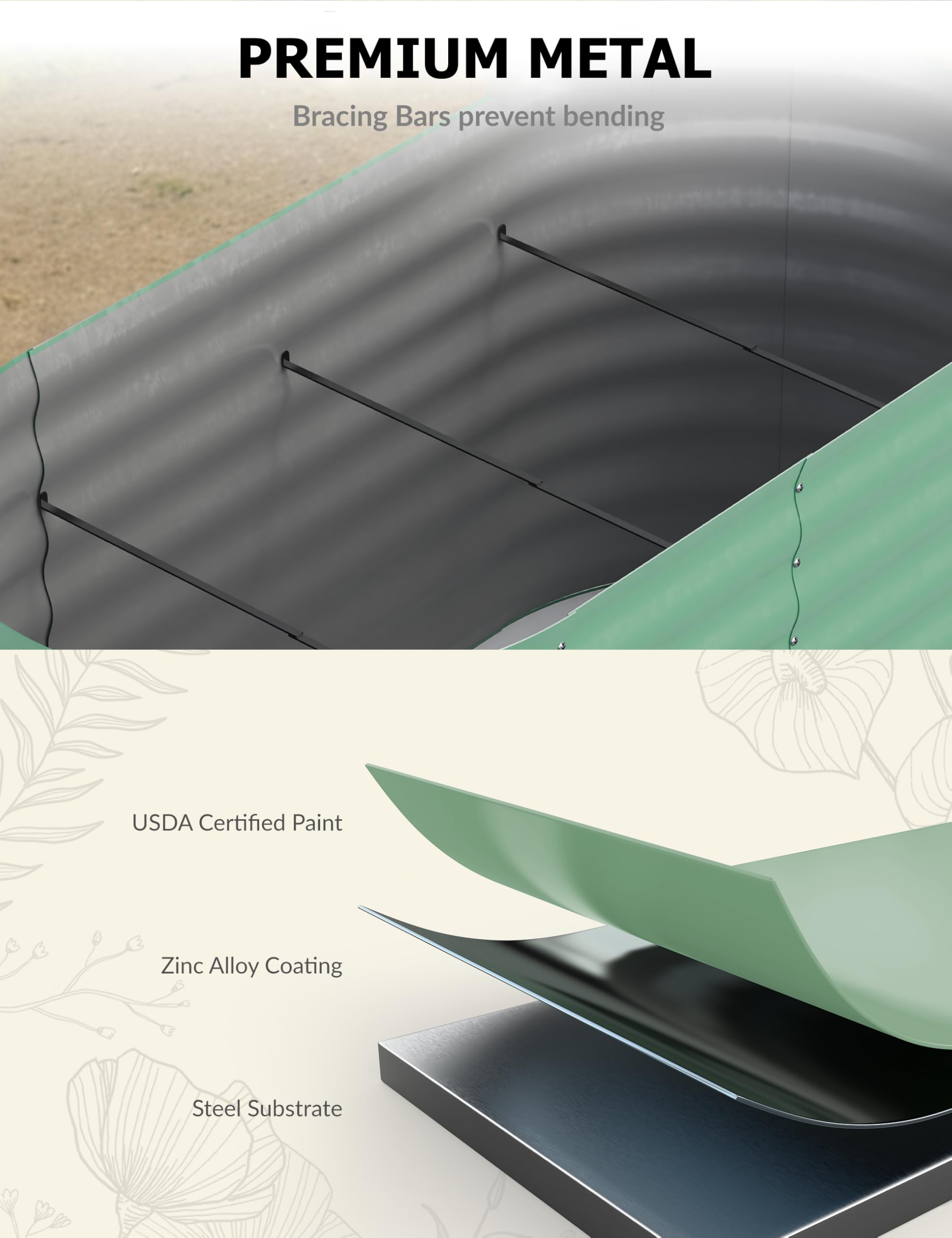 8x4x1.5フィートの亜鉛メッキ仕上げの高床式菜園 - 高 - Raised Bed Planter Box のレビューと価格