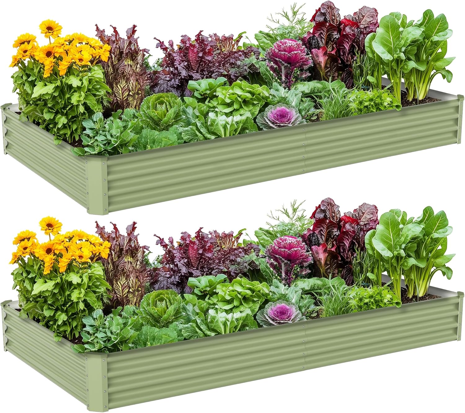 屋外野菜栽培用金属製高床式菜園、亜鉛メッキ鋼、8x4x1フィ - Raised Bed Planter Box のレビューと価格