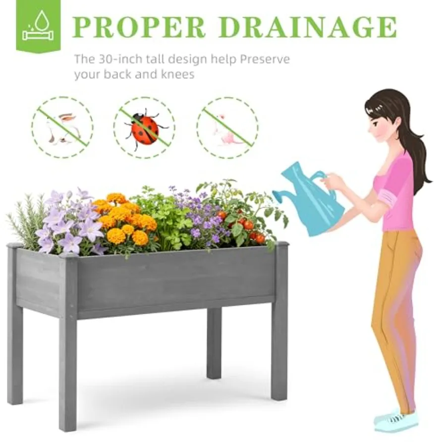 脚付きの高床式プランター、サイズ：48×24×30、素材：シ - Raised Bed Planter Box のレビューと価格