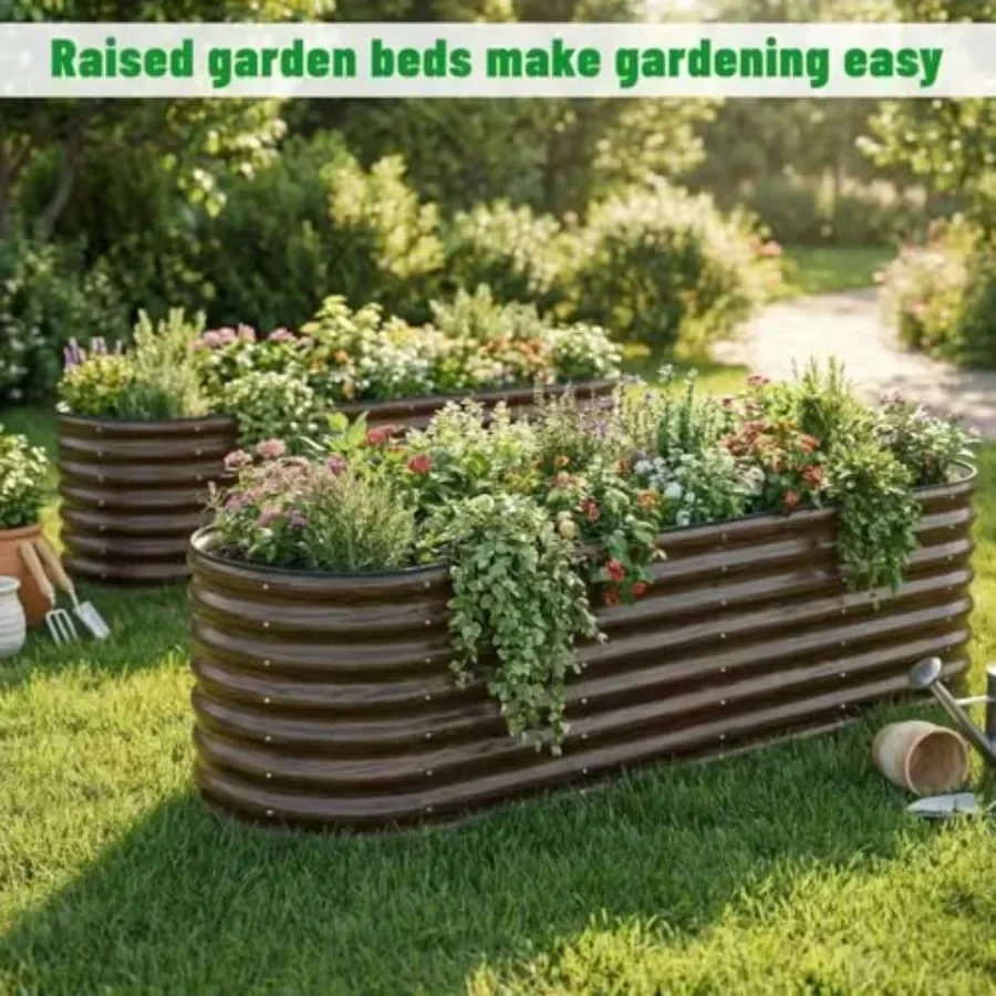 亜鉛メッキ鋼製プランターボックス2個セット - 野菜、花、ハ - Raised Bed Planter Box のレビューと価格