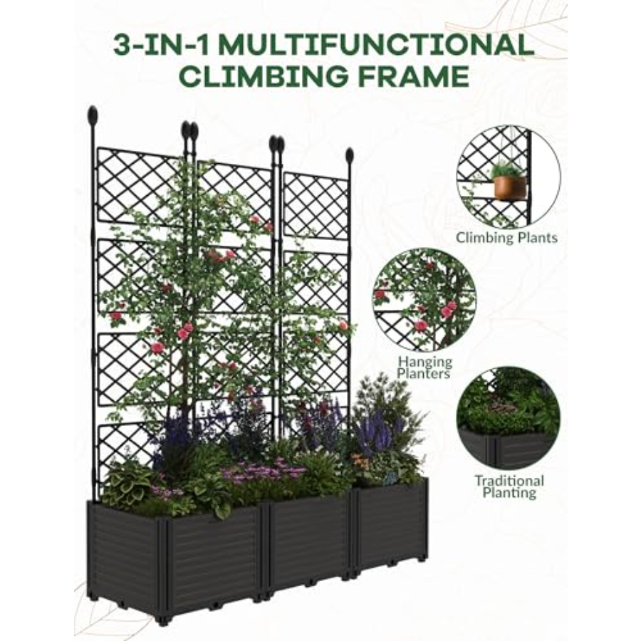3個入り、金属製の支柱付き、モジュール式の高床式プランターボ - Raised Bed Planter Box のレビューと価格