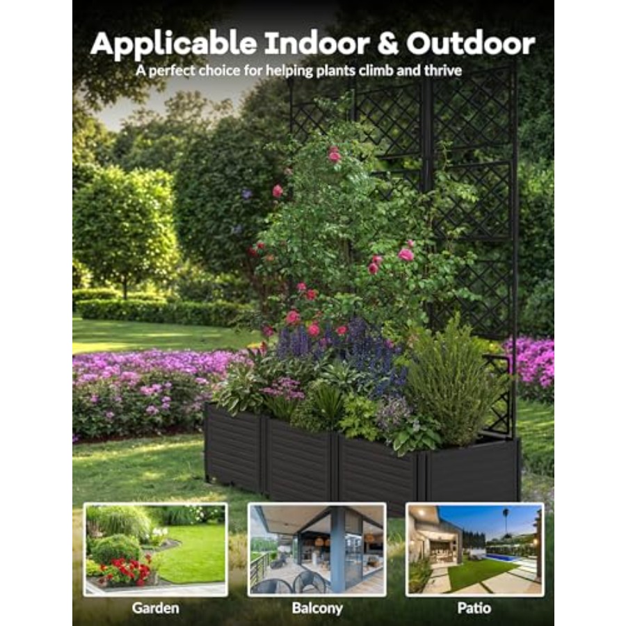3個入り、金属製の支柱付き、モジュール式の高床式プランターボ - Raised Bed Planter Box のレビューと価格