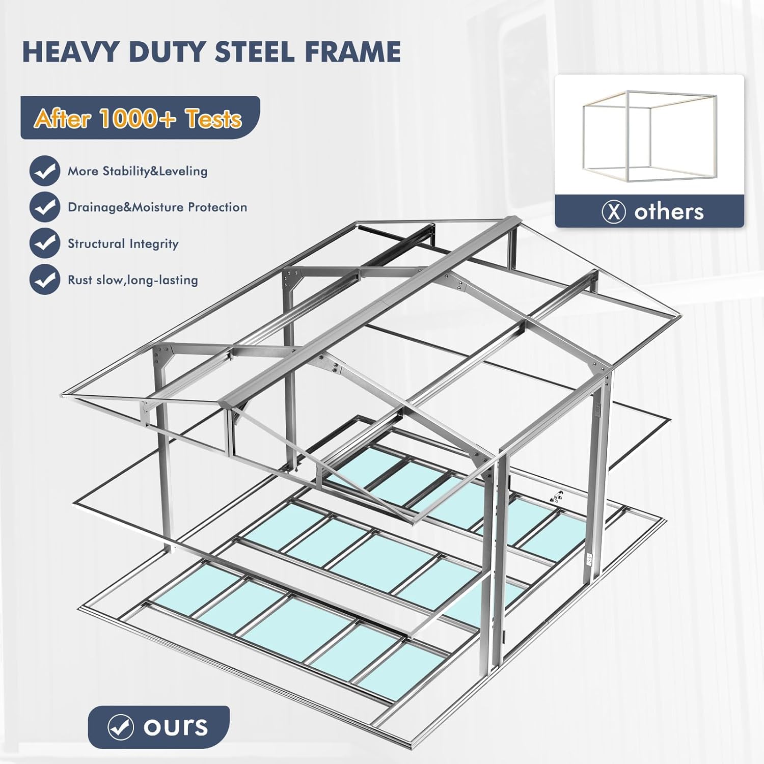 12x10フィートの金属製収納庫、ベース付き、天窓、ロック可 - Gardening Tools Heavy Duty のレビューと価格